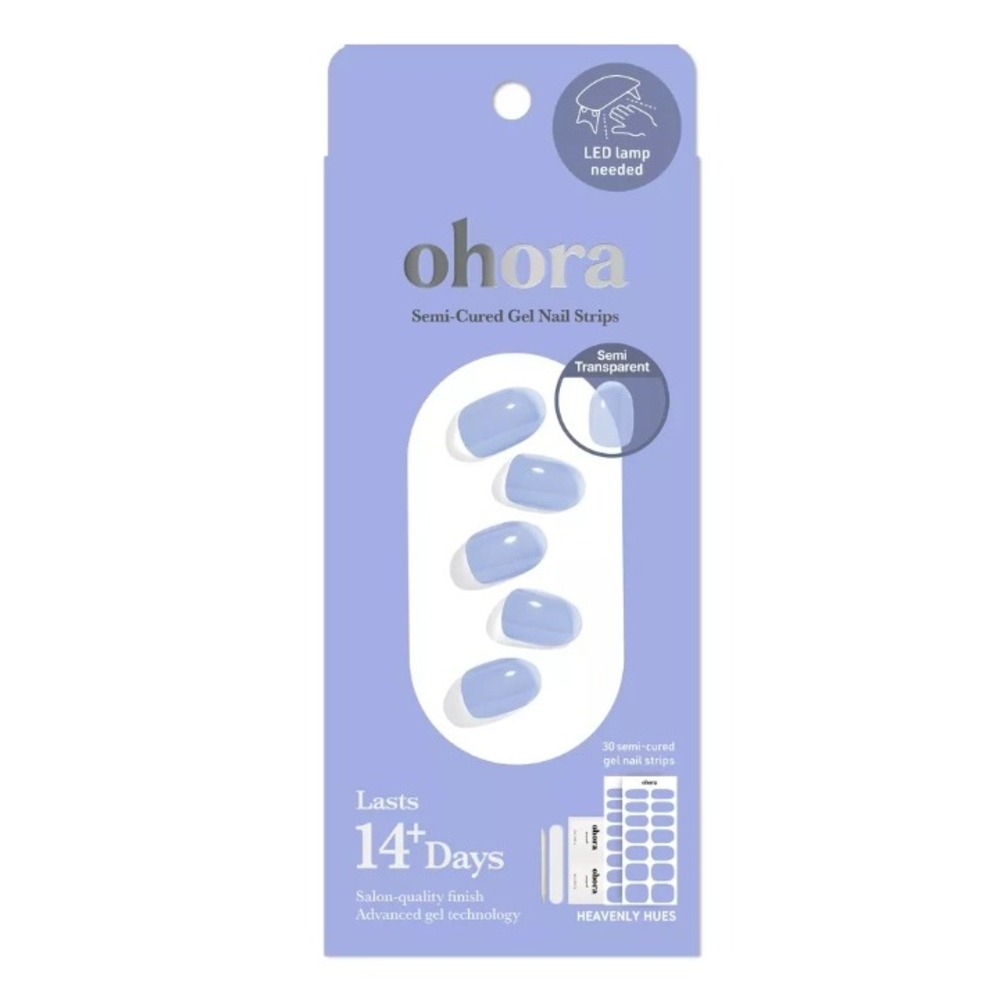 Ohora Semi-Cured Gel Nail Strips Heavenly Hues Blue NB-003-T Basic Mani 30pc
